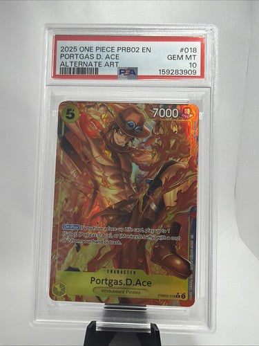 2025 ONE PIECE PRB02-018 PORTGAS D ACE ALTERNATE ART PSA 10 eng