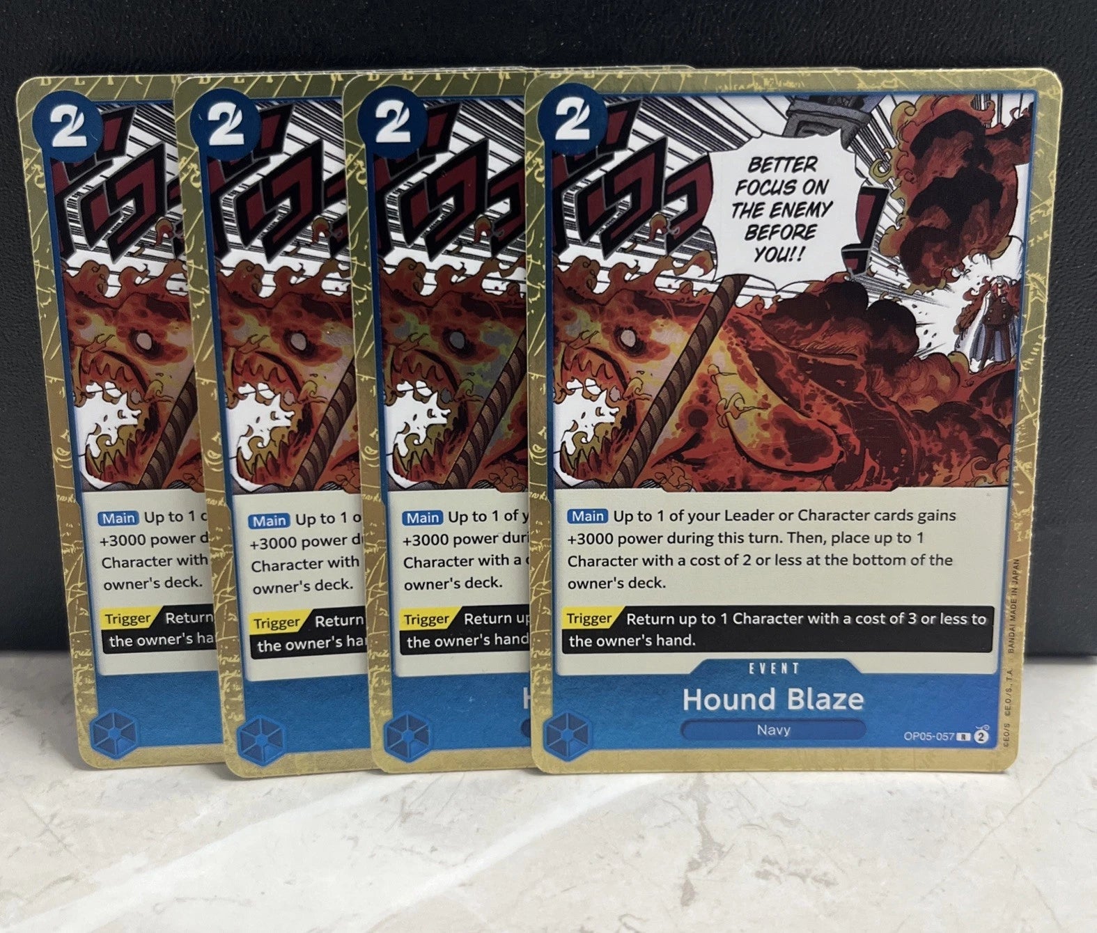 4x OP05-057 Hound Blaze Playset - One Piece Card Game