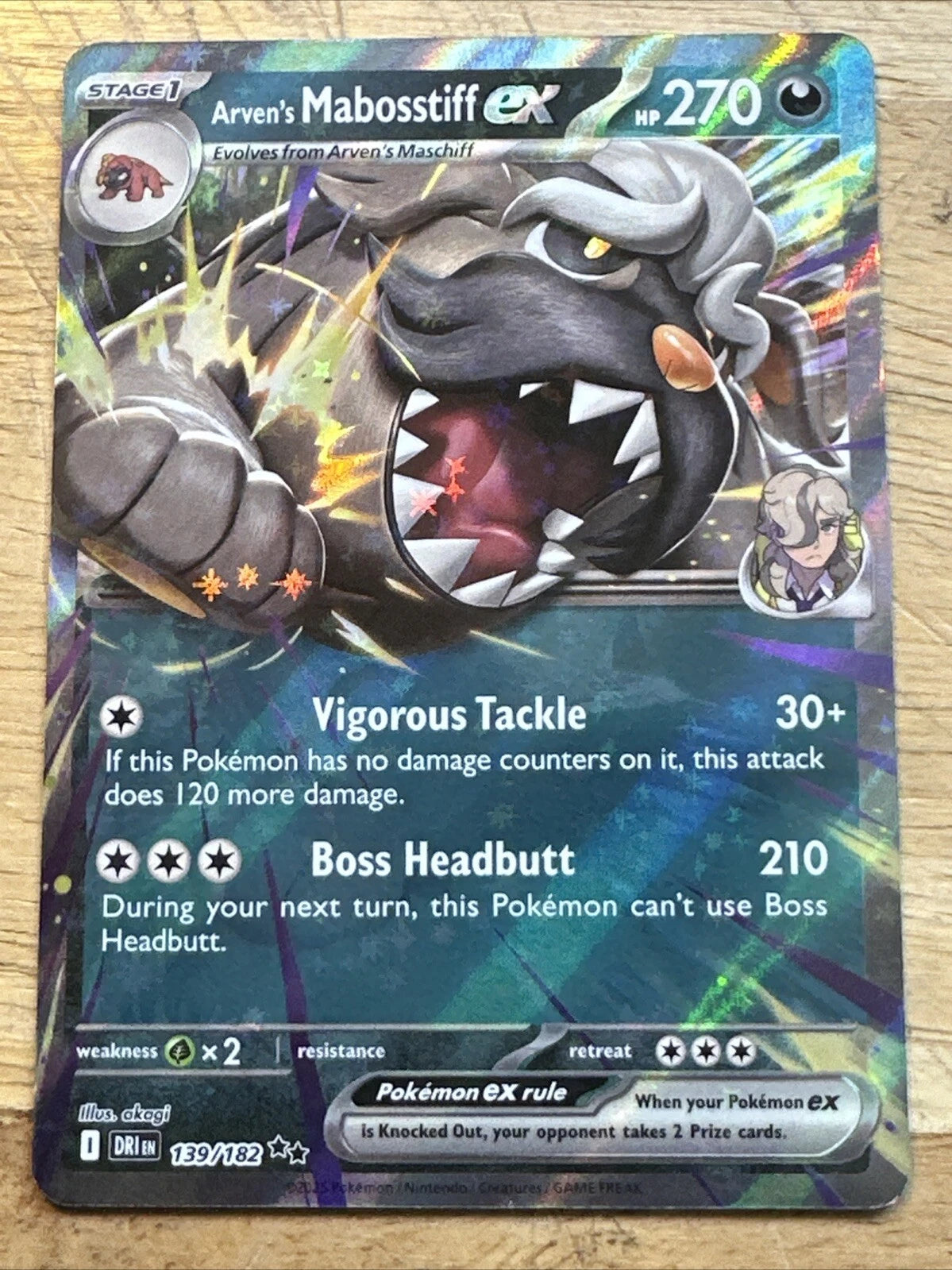 Arven's Mabosstiff ex - 139/182 - Ultra Rare - Destined Rivals - NM/M - Pokemon