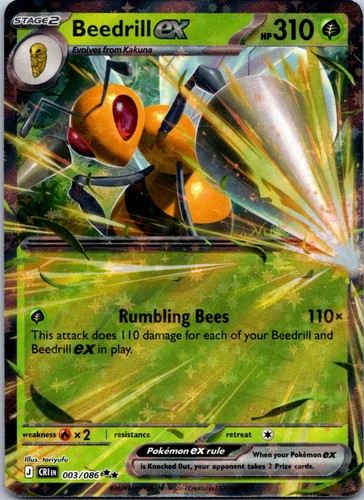 Beedrill ex 003/086 Double Rare Chaos Rising Pokemon Holo Near Mint