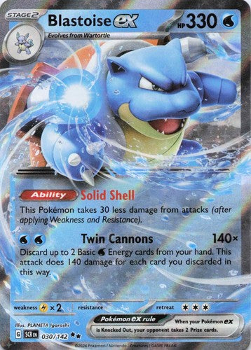 Blastoise EX 030/142 Stellar Crown Double Rare Pokemon TCG