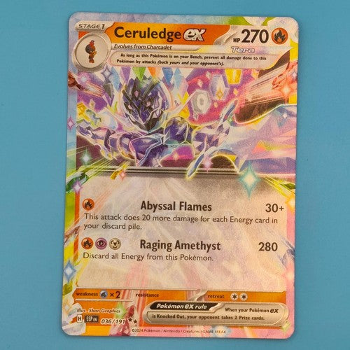 CERULEDGE EX 036/191 DOUBLE RARE SURGING SPARKS POKEMON HOLO NM/M
