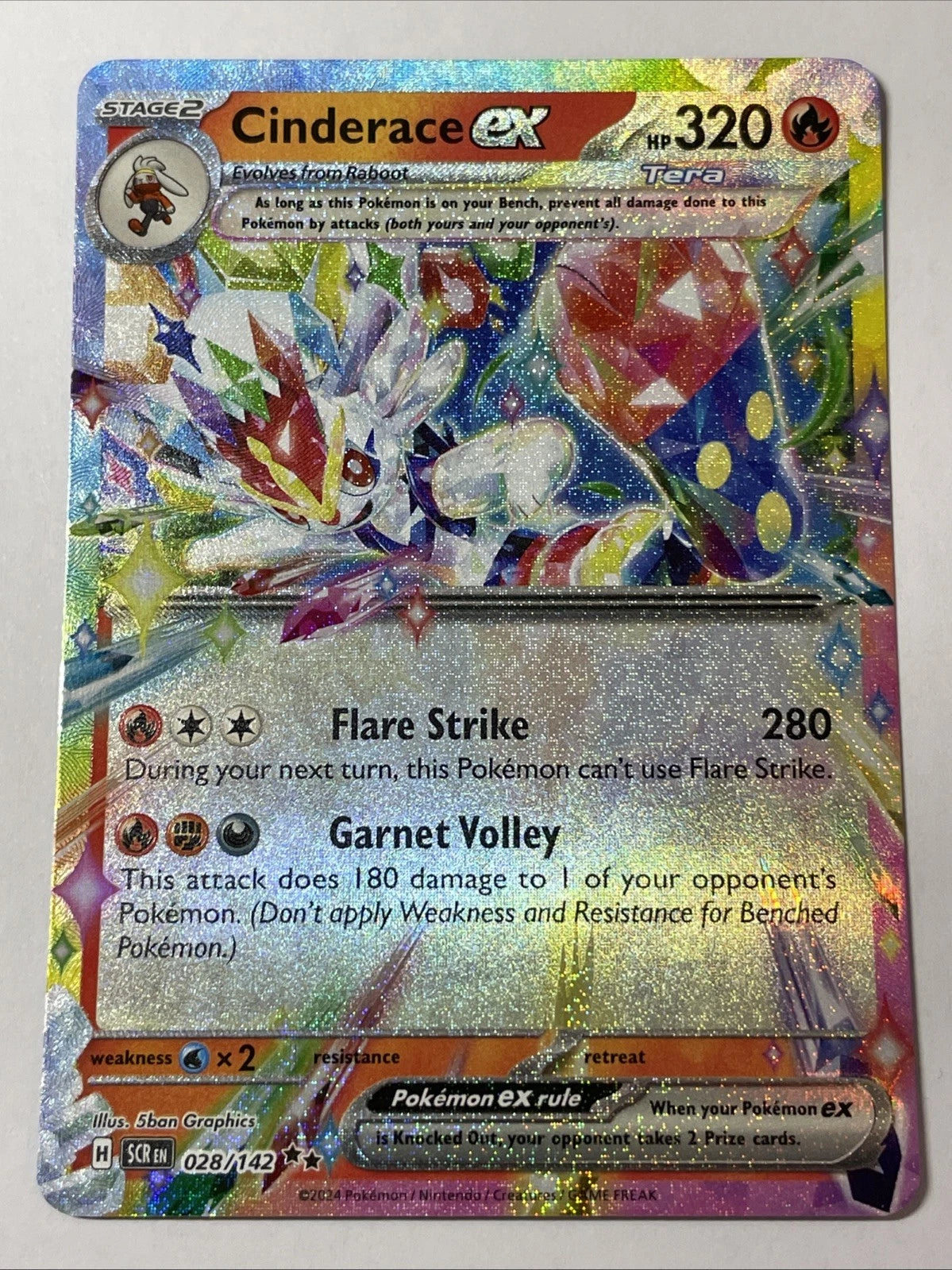 Cinderace ex Holo Double Rare SV07: Stellar Crown 028/142