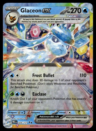 GLACEON EX 026/131 HOLO DOUBLE RARE PRISMATIC EVOLUTIONS POKEMON