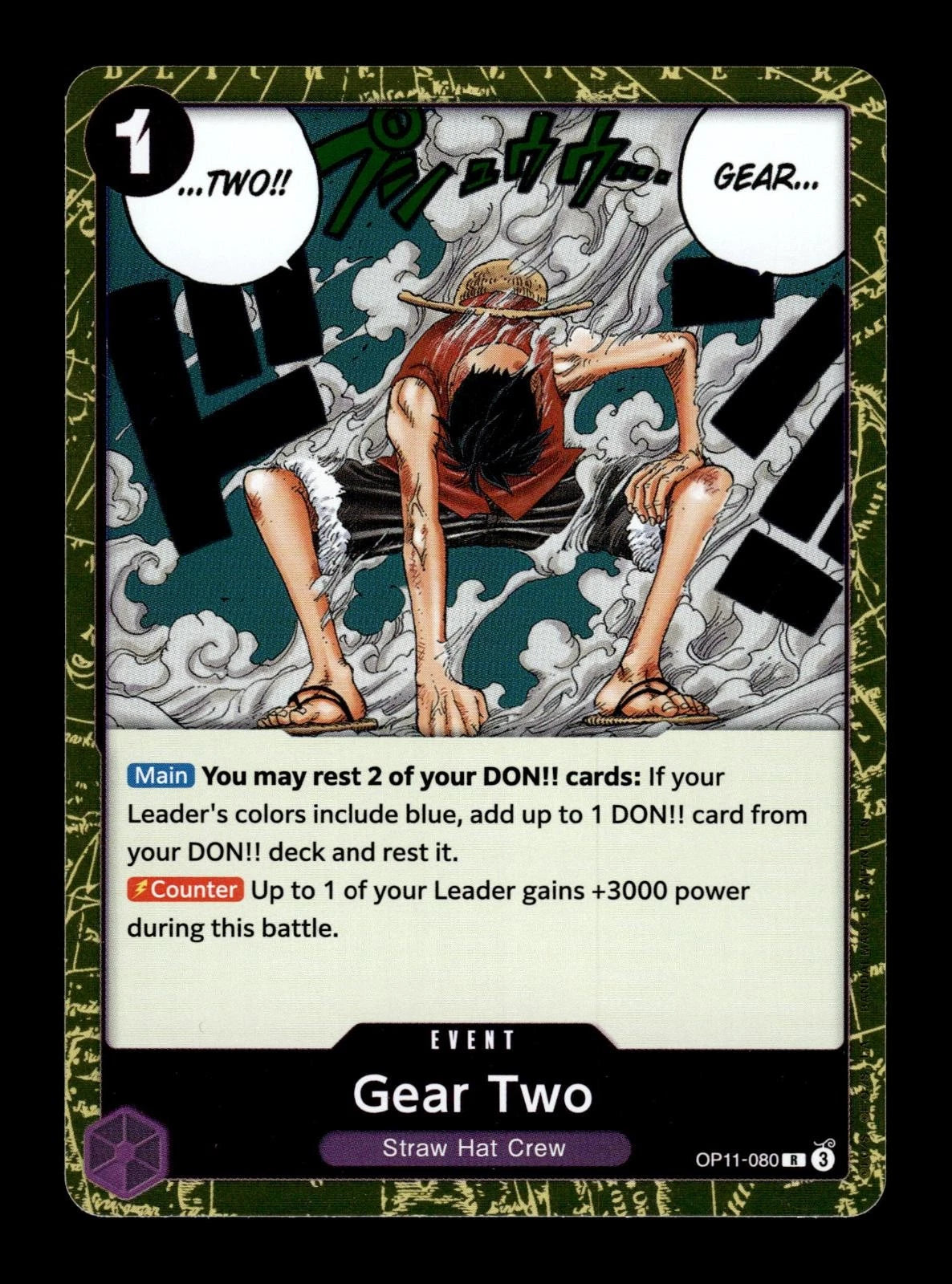 Gear Two OP11-080 Rare A Fist of Divine Speed One Piece Foil Near Mint