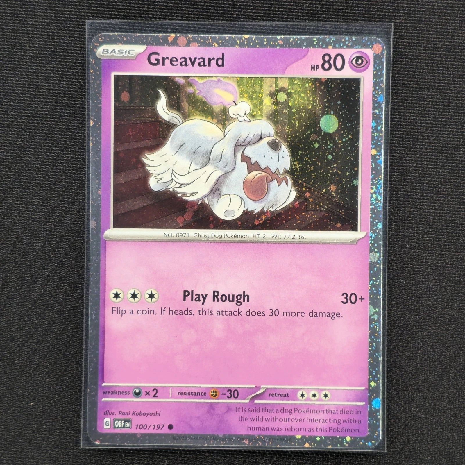 Greavard - 100/197 - Cosmos Holo - Promo - Obsidian Flames - Pokemon Card - NM/M