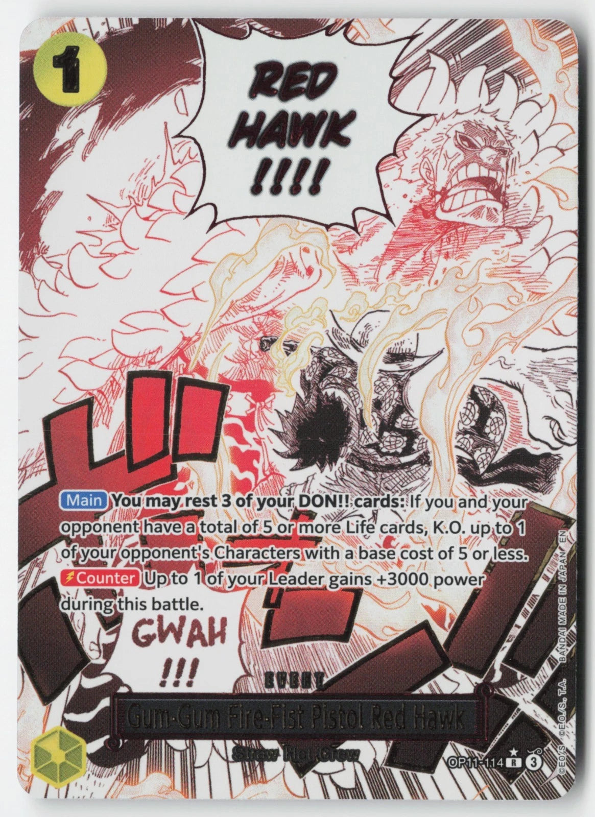Gum-Gum Fire-Fist Pistol Red Hawk OP11-114 ALT ART JP