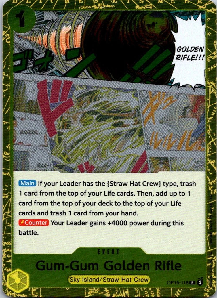 Gum-Gum Golden Rifle OP15-116 Rare Adventure on Kami's Island One Piece Foil NM