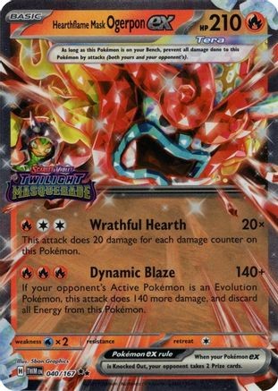 Hearthflame Mask Ogerpon ex (Twilight Masquerade Stamp) 040/167 Holo NM
