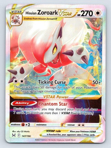 Hisuian Zoroark VSTAR 147/196 Holo