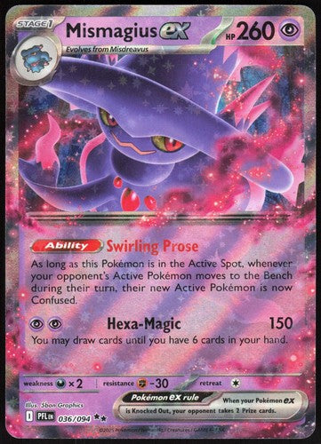 MISMAGIUS EX 036/094 Double Rare PHANTASMAL FLAMES Pokemon Holo Near Mint