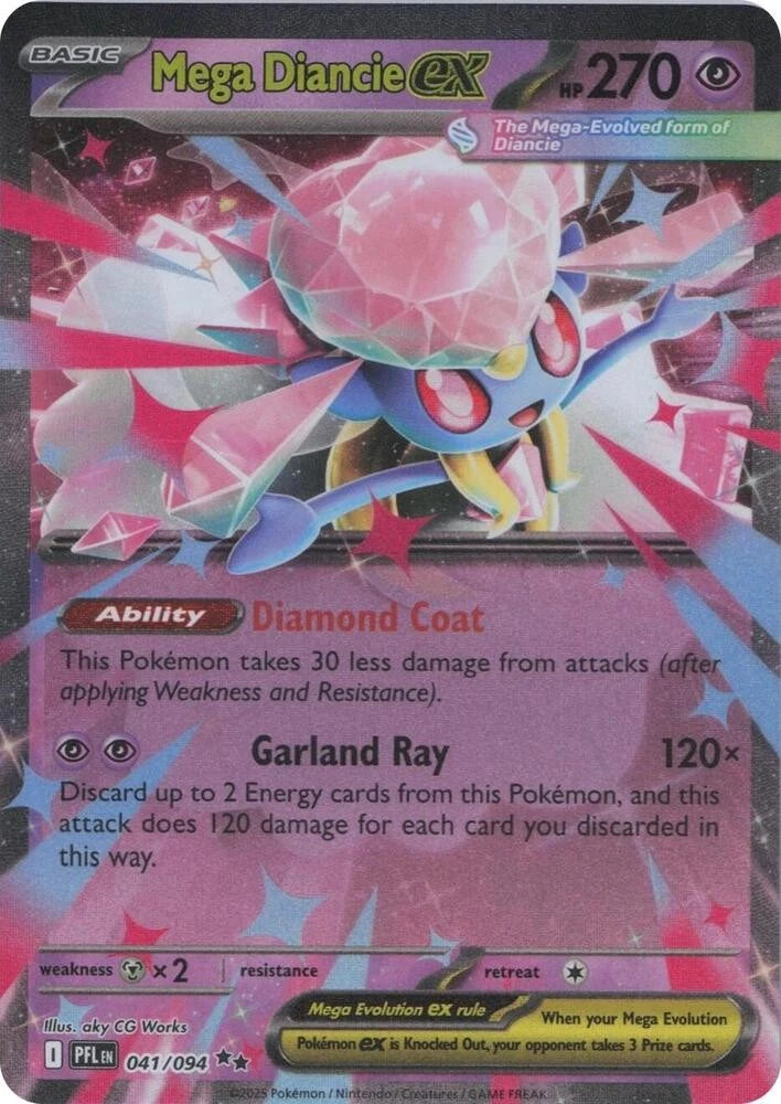 Mega Diancie ex 041/094 ME02: Phantasmal Flames Pokemon Card NM