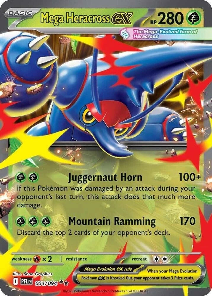 Mega Heracross ex - Holo Double Rare ME02: Phantasmal Flames 004/094 NM