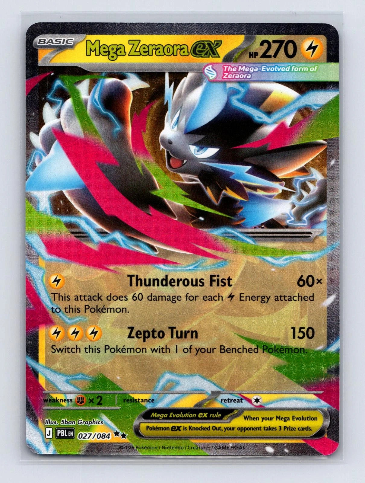 Mega Zeraora ex 027/084 Near Mint Double Rare Pitch Black Pokemon Holo