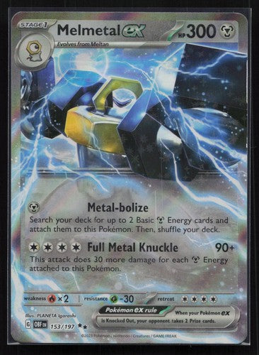 Melmetal EX - 153/197 - Double Rare - Obsidian Flames - Pokemon Card - NM/M