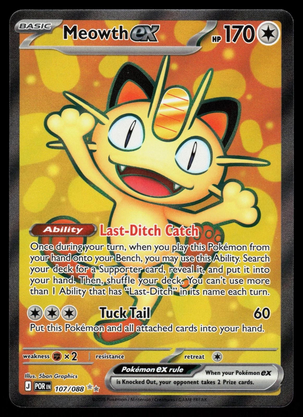 Meowth ex 107/088 Perfect Order Ultra Rare Holo NM Pokemon 2026