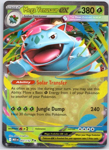 POKEMON TCG MEGA VENUSAUR EX 003/132 MEG DOUBLE RARE MEGA EVOLUTION POKEMON