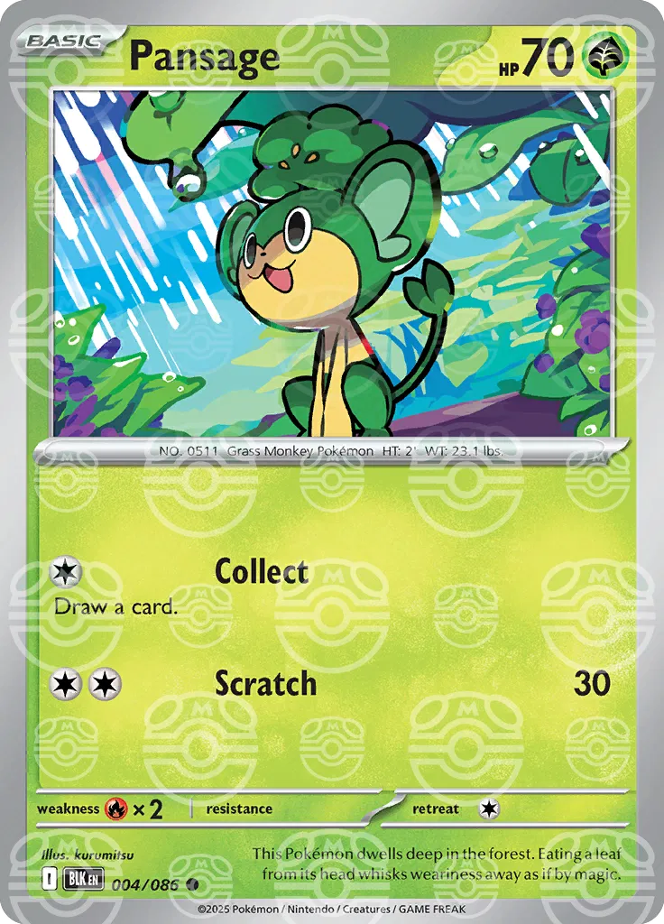 Pansage (Master Ball Pattern) Black Bolt Common 004/086 POKEMON