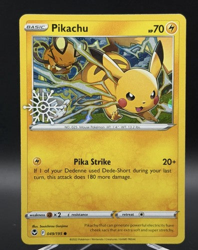 Pikachu 049/195 Holo + Non Holo Snowflake Stamped