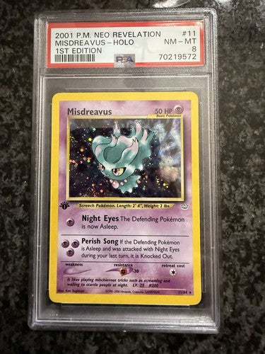 Pokemon 2001 Neo Revelation 11/64 MISDREAVUS 1st Edition Holo PSA 8