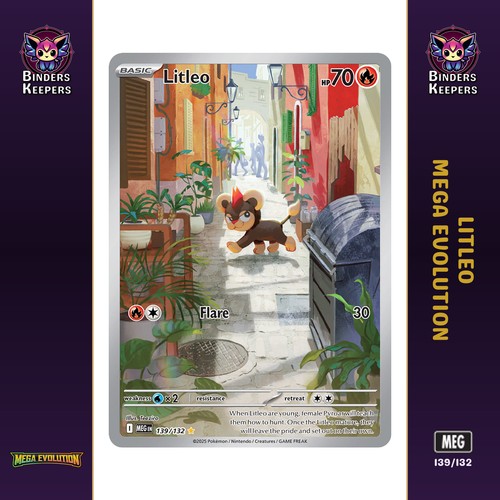 Pokemon Litleo 139/132 Mega Evolution Illustration Rare Holo EN M/NM