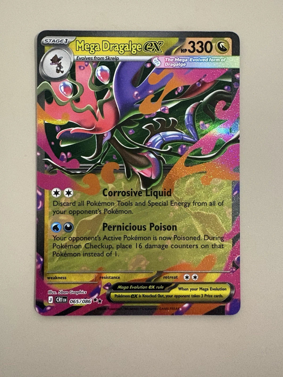 Pokemon Mega Dragalge ex Chaos Rising Double Rare Holo 065/086
