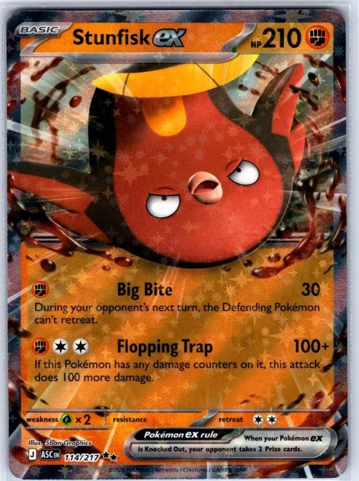 Pokemon Stunfisk EX 114 217 Double Rare Ascended Heroes English Card