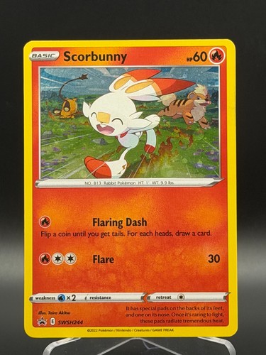 Pokémon TCG Scorbunny Sword & Shield Swsh244 Promo Cosmos Holo Rare
