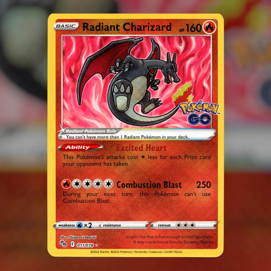 Radiant Charizard 011/078 - Radiant Rare - Pokemon GO - Pokemon TCG - NM