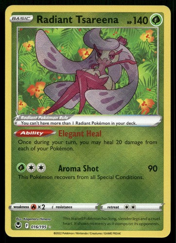 Radiant Tsareena 016/195 Silver Tempest Radiant Rare Pokemon NM