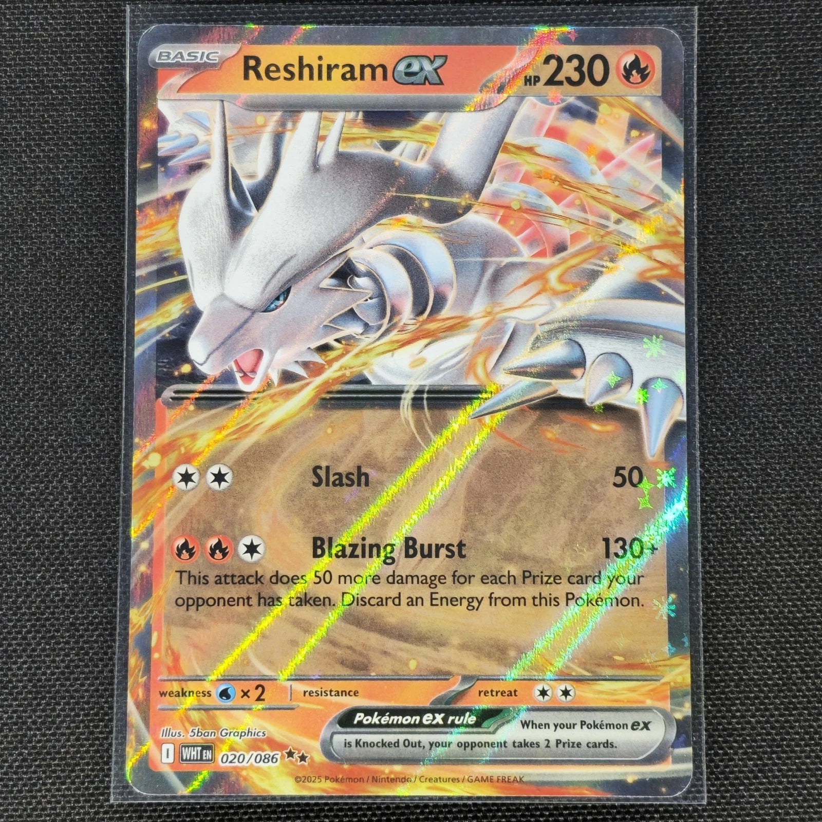 Reshiram ex - 020/086 - Double Rare - White Flare - Pokemon Card - NM/M