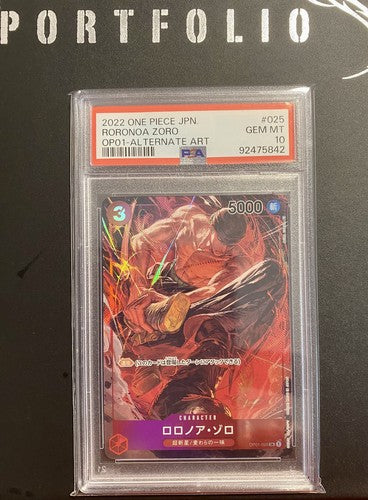 Roronoa Zoro OP01-025 PSA10 Alternate Art Parallel One Piece Card Game