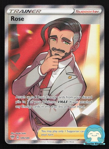 Rose 189/189 Ultra Rare Darkness Ablaze Pokemon Holo NM/M
