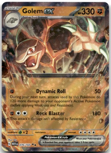 Scarlet & Violet 151 MEW 076/165 Golem ex Double Rare