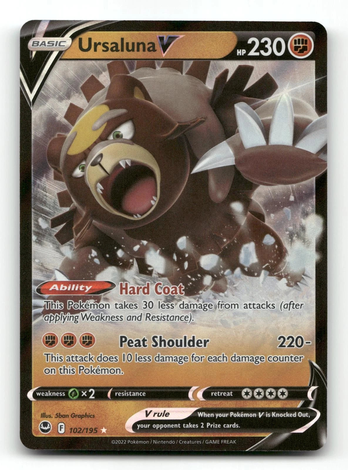 Ursaluna V 102/195 - Silver Tempest - Pokemon Card NM/M