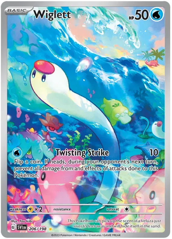 Wiglett Scarlet & Violet Base Set Illustration Rare 206/198 POKEMON