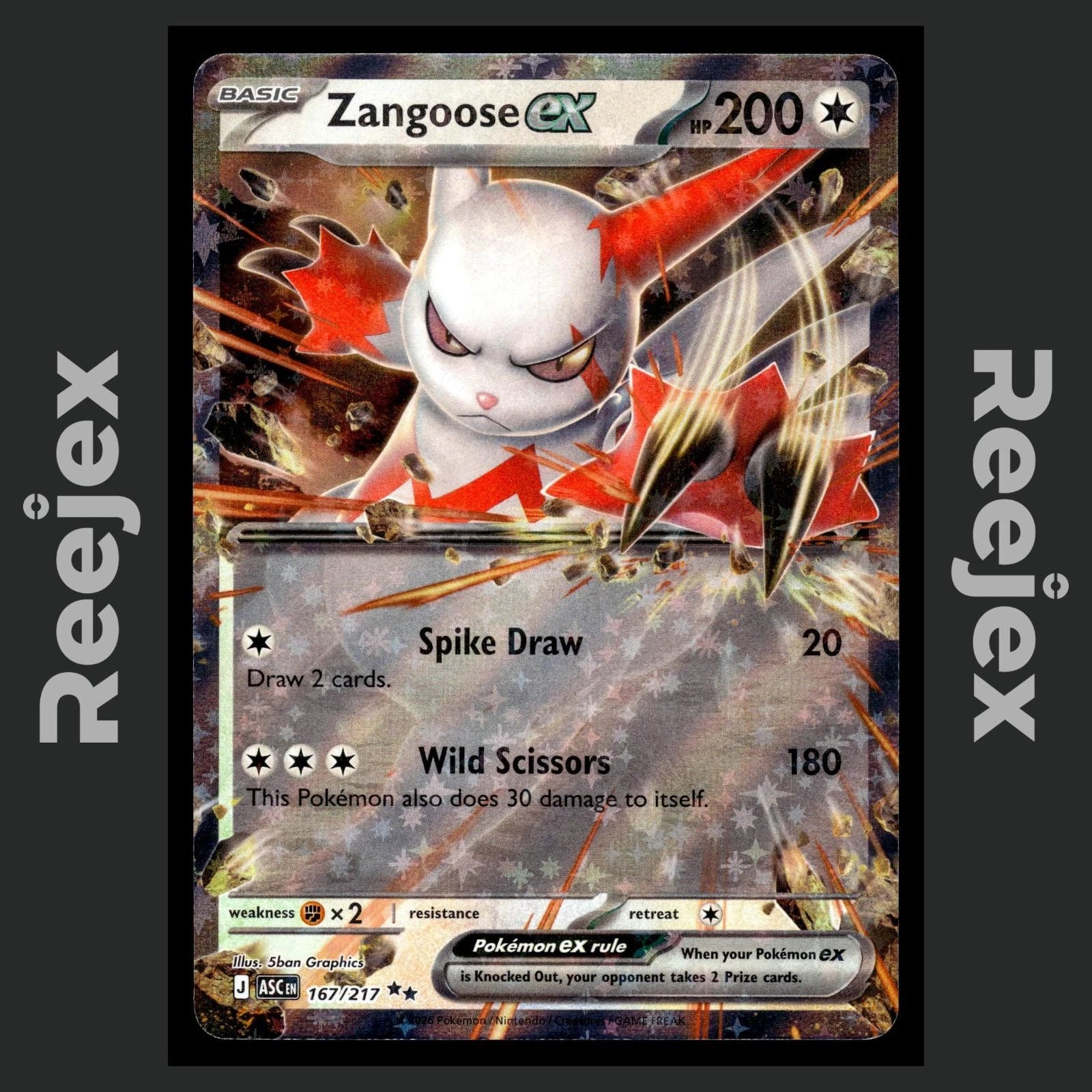 Zangoose ex - 167/217 - Double Rare - Ascended Heroes - Pokemon Card - NM/M