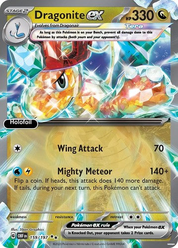 Dragonite ex - 159/197 - Ultra Rare - Obsidian Flames - NM/M