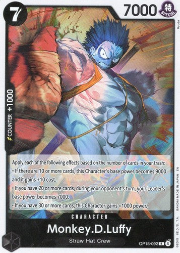 Monkey.D.Luffy OP15-092 Rare Adventure on Kami's Island One Piece Foil Near Mint