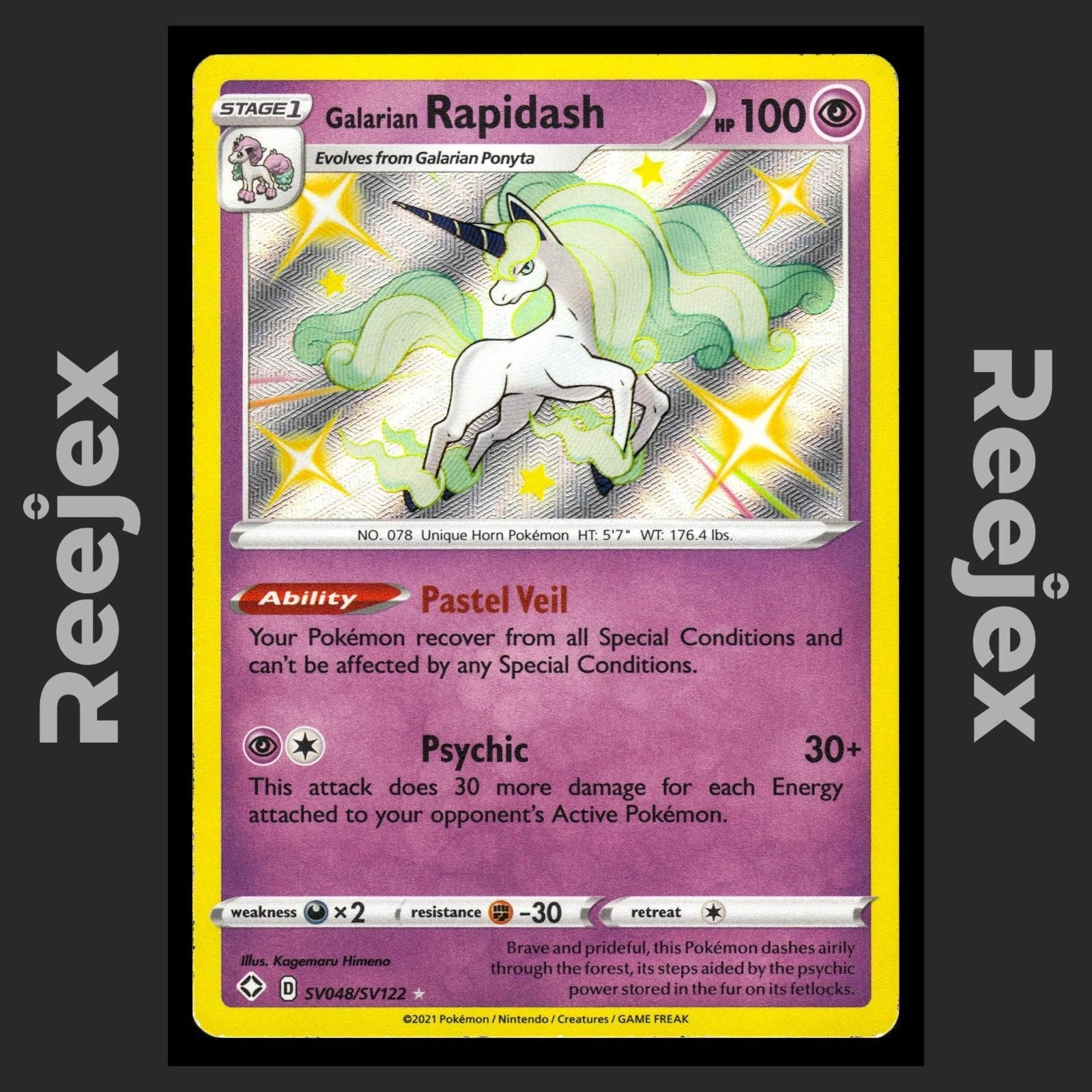 Galarian Rapidash - SV048/SV122 - Shiny Rare - Shining Fates Shiny Vault - VLP
