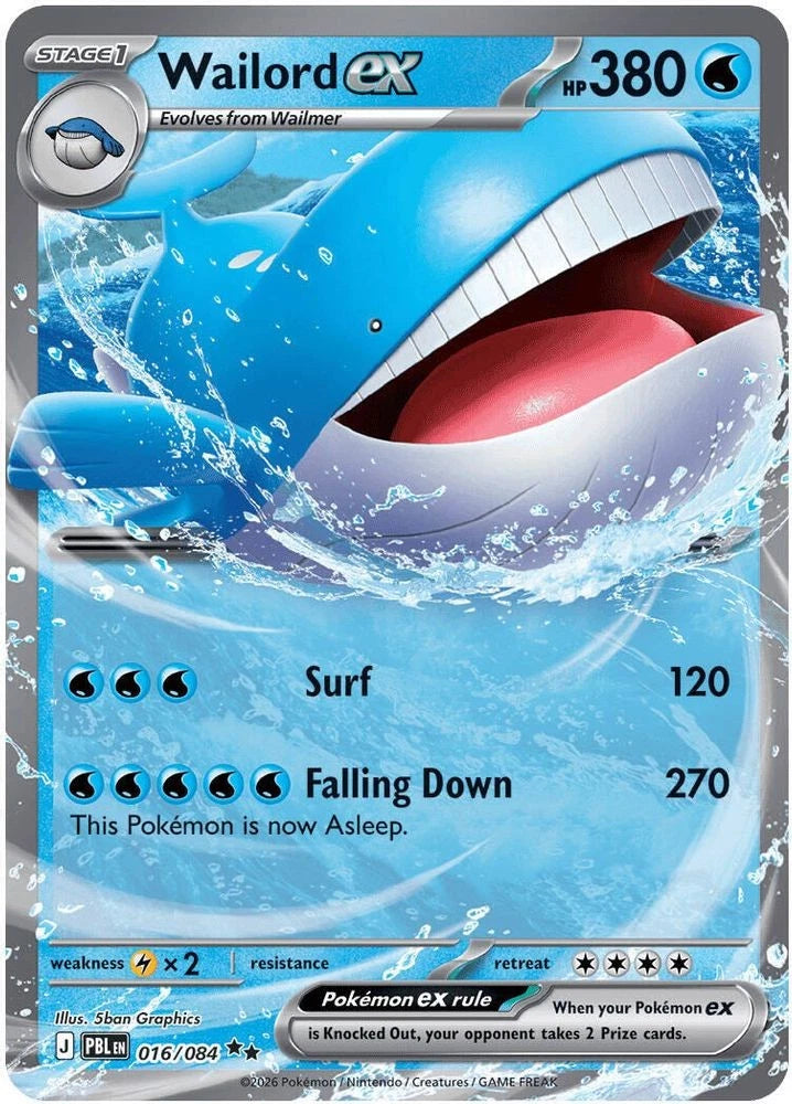 Wailord ex 016/084 Double Rare Pitch Black Holo