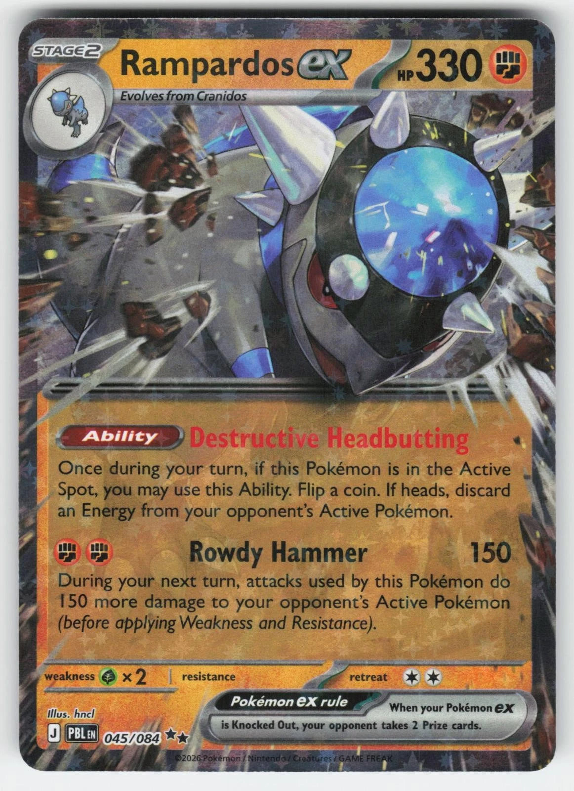Rampardos ex - 045/084 - Pitch Black - Double Rare - Pokemon