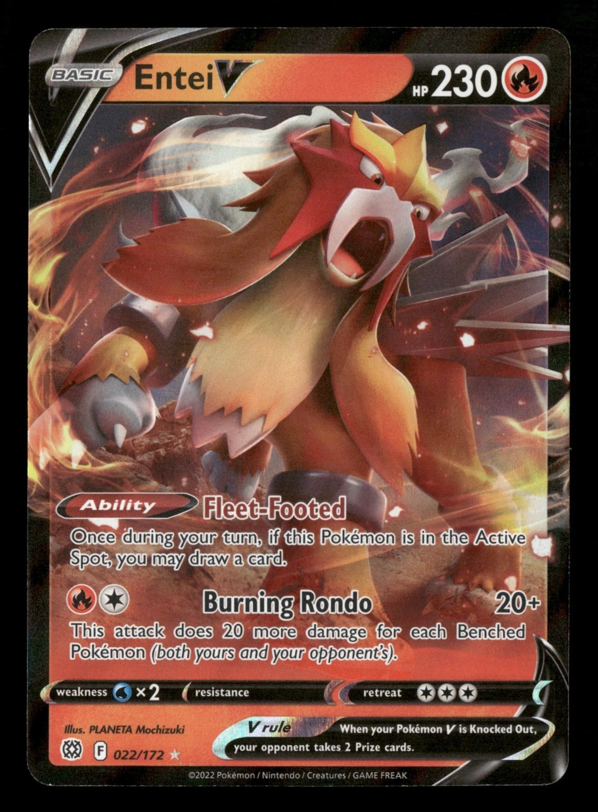 Entei V 022/172 Ultra Rare - Brilliant Stars - Pokemon Card