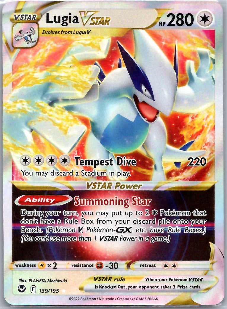 Lugia VSTAR 139/195 Holo VSTAR Rare Silver Tempest Pokemon Near Mint
