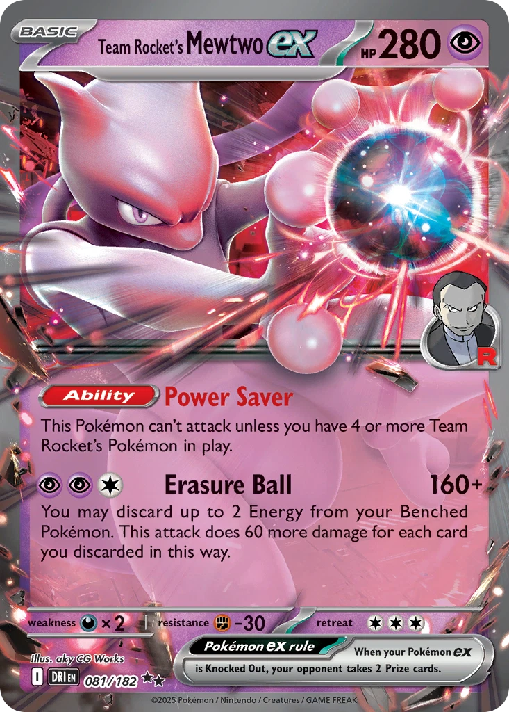 Team Rocket's Mewtwo ex 081/182 Double Rare Destined Rivals Pokemon Holo NM