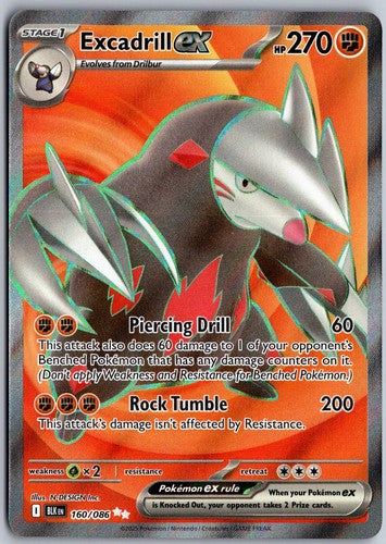 Excadrill ex 160/086 Ultra Rare Black Bolt Pokemon NM