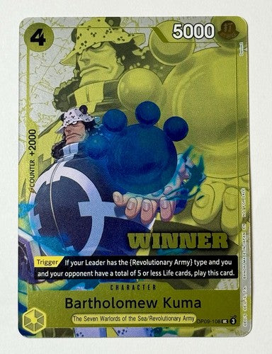 One Piece Bartholomew Kuma OP09-108 WINNER TOURNAMENT PACK CARD Vol. 4 English