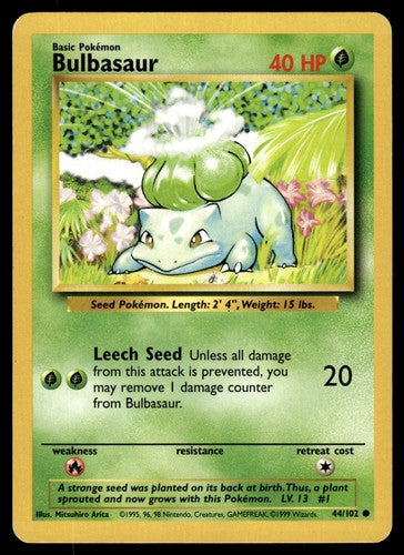 BULBASAUR - 44/102 Common Base Set Pokemon MP