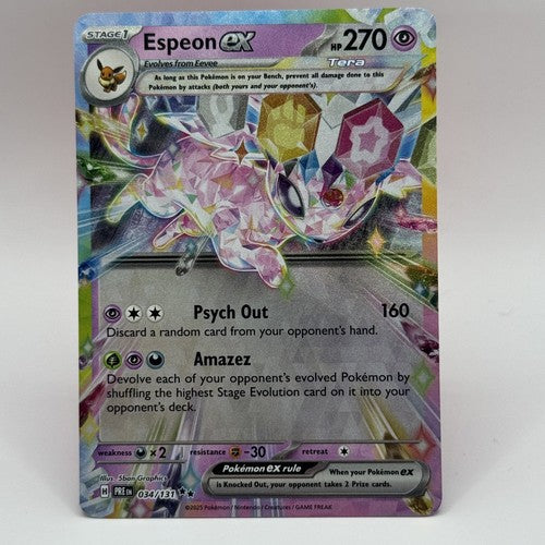 ESPEON EX 2025 POKEMON PRISMATIC EVOLUTIONS #034/131 DOUBLE RARE Q5384