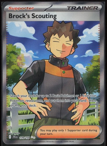 BROCK'S SCOUTING 179/159 ULTRA RARE JOURNEY TOGETHER POKEMON HOLO